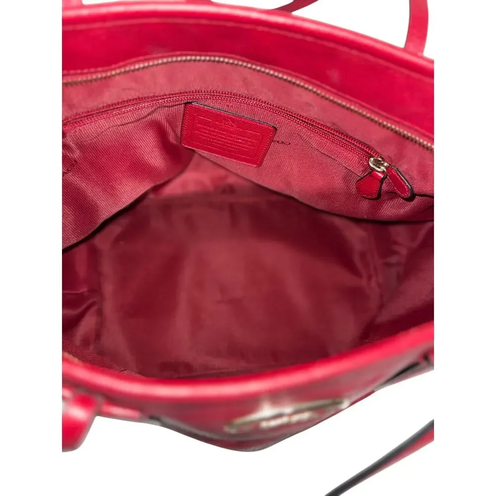 COACH Red Current Leather Taxi Tote Bag